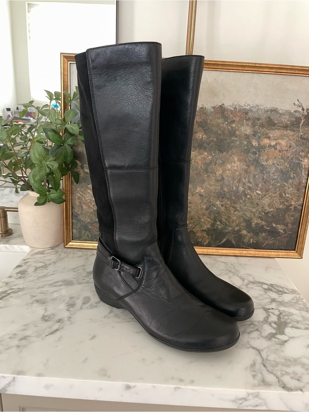Dansko Francesca Knee High Riding Boots Size 11 (42) Black Leather Sporty Calf - Picture 3 of 7